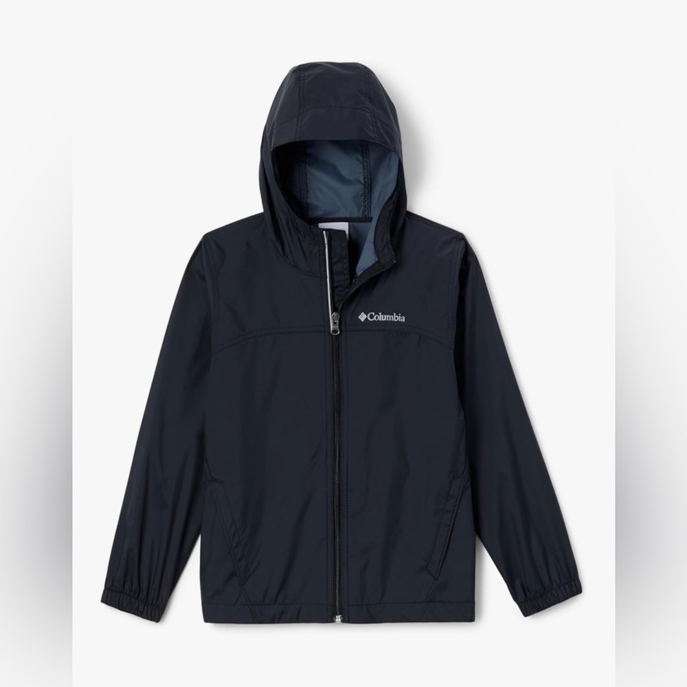 Like New Columbia Kids Glennaker Lightweight Hooded Jacket Black Size Small